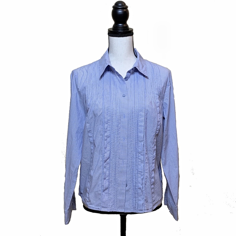 Coldwater Creek Pin Tucked Long-sleeved Blouse C3